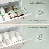 Narrow Shoe Cabinet with 4 Flip Drawers, Shoe Storage Cabinet with Adjustable Shelves, Holds 24–32 Pairs