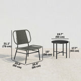 Ensemble de mobilier de patio en rotin 3 pièces, ensemble bistro extérieur avec table en acier