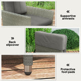 Chaise longue en rotin extérieure, chaise de patio inclinable en rotin avec dossier ajustable et coussin