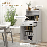 Microwave Cabinet, Kitchen Storage Cabinet with Drawer and Adjustable Shelf