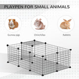 Small Animal Cage with 16 Panels, Portable Metal Wire Pet Fence with Door