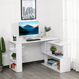 Bureau en L de 119,4 cm, bureau d'angle rotatif à 360°, bureau d'ordinateur réversible avec étagère de rangement pour bureau à domicile