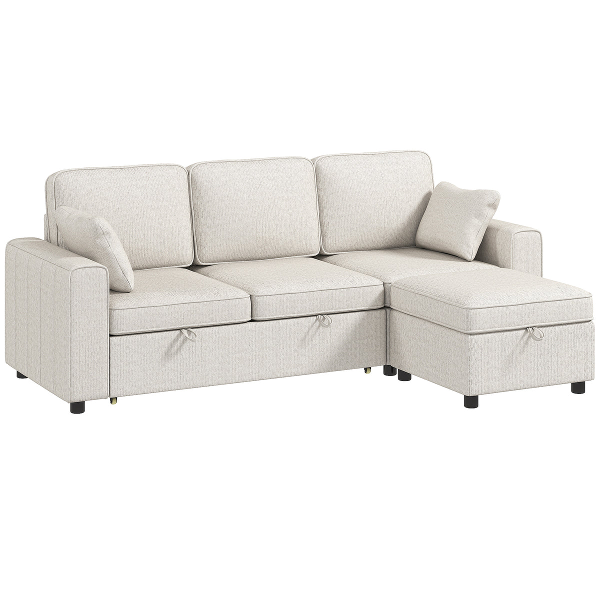 Modular Sectional Sofa Bed with Reversible Storage Ottoman
