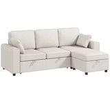 Modular Sectional Sofa Bed with Reversible Storage Ottoman