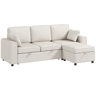 Modular Sectional Sofa Bed with Reversible Storage Ottoman