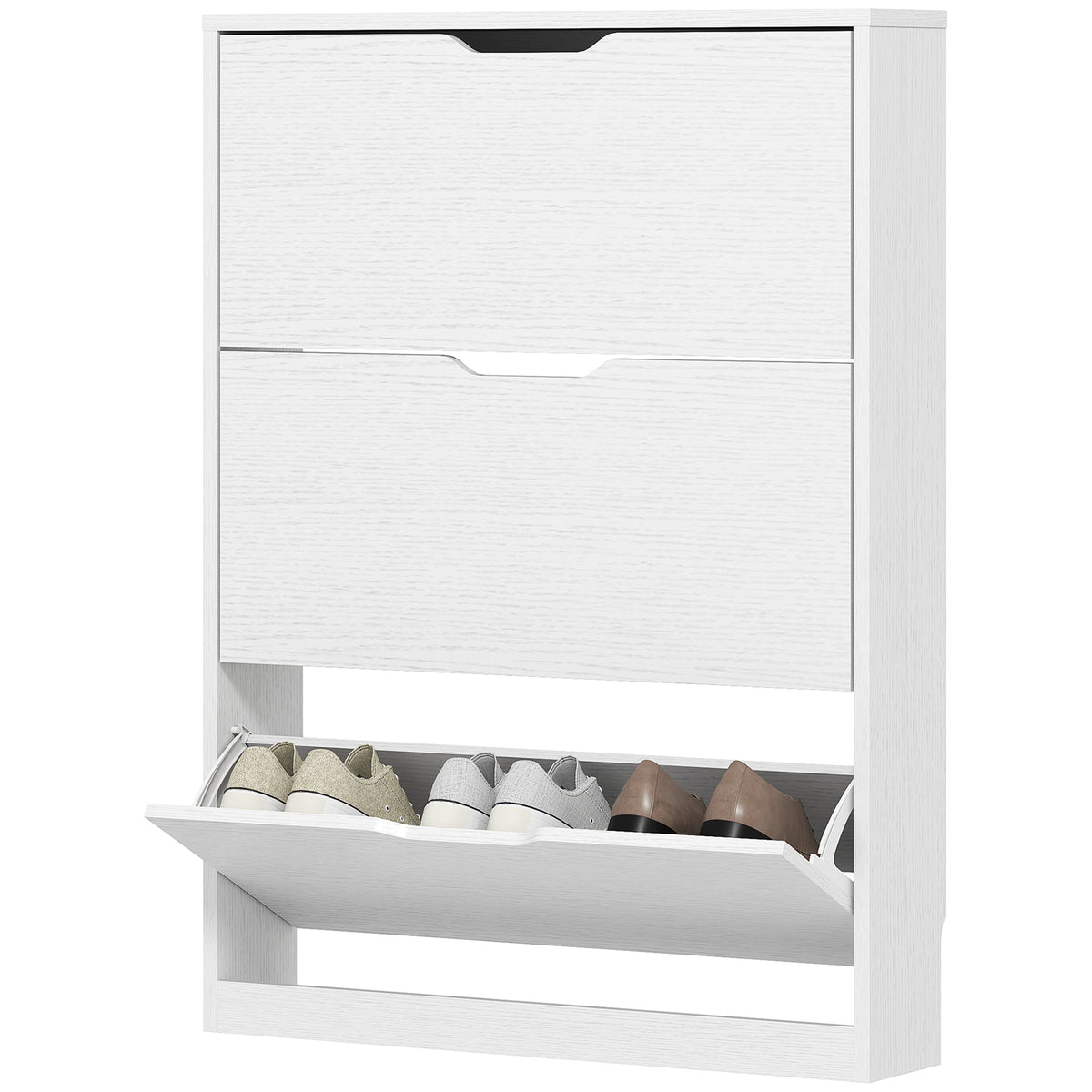 Meuble de Rangement Étroit pour Chaussures, Cabinet pour Chaussures avec 3 Tiroirs Basculants