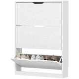 Meuble de Rangement Étroit pour Chaussures, Cabinet pour Chaussures avec 3 Tiroirs Basculants