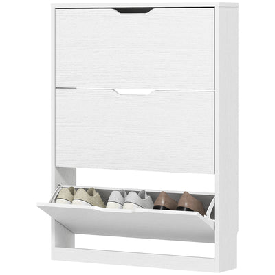 Narrow Shoe Storage Cabinet, Shoe Cabinet with 3 Flip Drawers