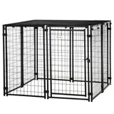 Outdoor Dog Kennel, Lockable Pet Playpen Crate with Top Cover