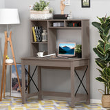 Bureau d'ordinateur avec étagère supérieure, Table de bureau à domicile avec étagères de rangement et compartiments ouverts pour l'écriture