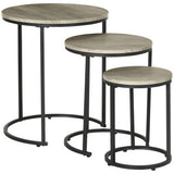 Nesting Tables Set of 3, Stacking Side Tables with Steel Frame for Living Room