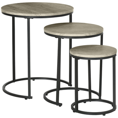 Nesting Tables Set of 3, Stacking Side Tables with Steel Frame for Living Room