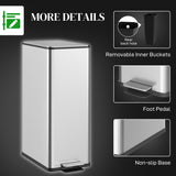 Poubelle de cuisine en acier inoxydable 5,3 gal/20 L avec couvercle à fermeture douce