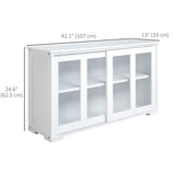 Modern Kitchen Sideboard, Stackable Storage Cabinet, Sliding Glass Door Console