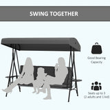 3-Seat Outdoor Porch Swing Patio Swing with Adjustable Canopy, Side Tray