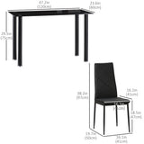 Ensemble table à manger et chaises pour 4, ensemble cuisine moderne 5 pièces avec table en verre, siège rembourré et cadre en acier