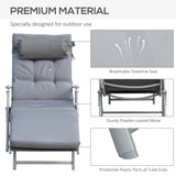 Lounge Chair Outdoor, Folding Patio Chaise Lounger, 360 lbs 7-Position Adjustable Back Outdoor Recliner with Cushion, Headrest for Garden