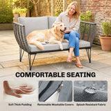 Outdoor Couch Patio Sofa with Cushions, 2 Seater Patio Furniture Loveseat with Galvanized Steel Frame