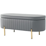Upholstered Bedroom Bench, Channel Tufted Ottoman Bench with Thick Padding and Metal Legs