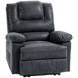 Fauteuil inclinable en similicuir PU, fauteuil inclinable manuel pour salon avec repose-pieds, 2 poches latérales et cadre en acier