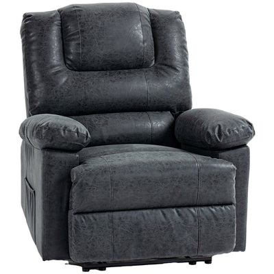 Fauteuil inclinable en similicuir PU, fauteuil inclinable manuel pour salon avec repose-pieds, 2 poches latérales et cadre en acier