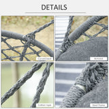 Patio Hammock Chair 2 Seat, Hanging Rope Hammock Swing Chair with Metal Frame and Cushion, Large Macrame Seat for Indoor and Outdoor 396 lbs Capacity
