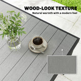 Rectangular Patio Table for 6, Outdoor Dining Table with Wood-Plastic Composite Top and Steel Frame for Garden