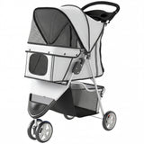 Poussette chien repliable 3 roues avec panier de rangement, auvent ajustable, porte-gobelet pour petits chiens