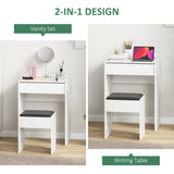 Modern Vanity Set with Makeup Table and Cushioned Stool
