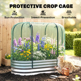 Galvanized Raised Garden Bed with Crop Cage Protection Net Cover