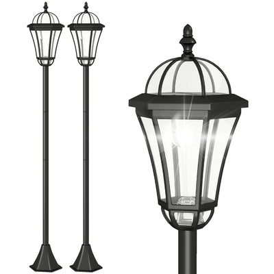 2 Piece LED Garden Lights Lamp Post Solar Powered Auto Switch Outdoor Lantern Patio Pathway Walkway Water-Resist 6 Hours