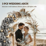 Arche de mariage, ensemble de 3 supports d'arche à ballons en métal 7/6,5/6 pi pour fête d'anniversaire