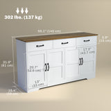 Buffet avec rangement, cabinet bar à café moderne avec 3 tiroirs et tablettes ajustables