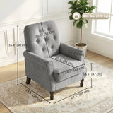 Accent Chair, Mid-Century Modern Armchair with Thick Padded Seat, Solid Wood Legs