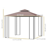 10'x10' Soft-top Steel Patio Gazebo Outdoor Sun Shelter with 2-Tier Polyester Roof