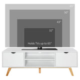 Modern Wooden TV Stand with 2 Storage Cabinet Stand for TV's up to 65