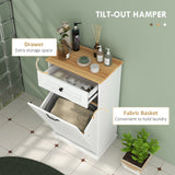 Laundry Cabinet with Removable Basket and Drawer, Tilt-Out Laundry Hamper for Bathroom