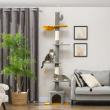 Arbre-tour à chat sol au plafond avec hauteur ajustable de 90,5 po à 108 po
