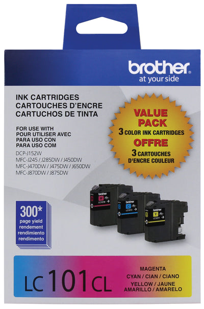 Brother LC1013PKS 3-Pack of Innobella Colour Ink Cartridges, Standard Yield (1 each of Cyan, Magenta, Yellow)