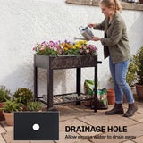 Metal Raised Garden Bed, Elevated Planter Box with 2 Wheels, Handle and Shelf, 31.5