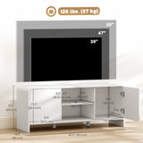 TV Stand for up to 55 Inch TV, Nordic Entertainment Center with 2 Cabinets and 2 Open Shelves for Living Room