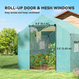 6.6' x 10' x 6.6' Walk-in Tunnel Greenhouse UV-resistant Wind Resistant Green House with Door and Mesh Windows