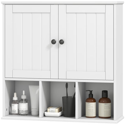 Farmhouse Bathroom Wall Cabinet, Wall Mounted Medicine Cabinet with Adjustable Shelf, Open Compartments