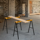 2PCS Saw Horse Twin Pack Folding Workbench Metal Trestle Stands with Non-slip EVA Surface Orange