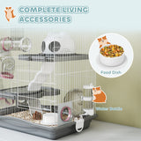 3-Tier Hamster Cage, Portable Gerbil Cage with Exercise Wheels