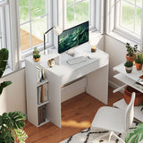 Desk with Storage, Computer Desk with 3 Open Shelves and Drawer