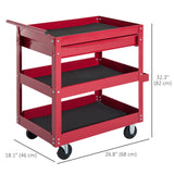 3-Tier Rolling Tool Cart with Drawer and Side Box, 132 LBS Capacity Steel Utility Cart, Mobile Service Tool Organizer for Garage