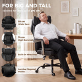 Executive Office Chair, Leathaire Big and Tall Office Chair 400 lbs with Wide Seat, Reclining, Lumbar Support