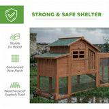Chicken Coop with Run Mobile Wooden Hen House with Nesting Box Pull-out Tray for 1-2 Chickens