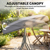 3-Seater Swing Chair Covered Garden Hammock A-Frame Outdoor Porch Glider Sling Seat with Adjustable Canopy Cover